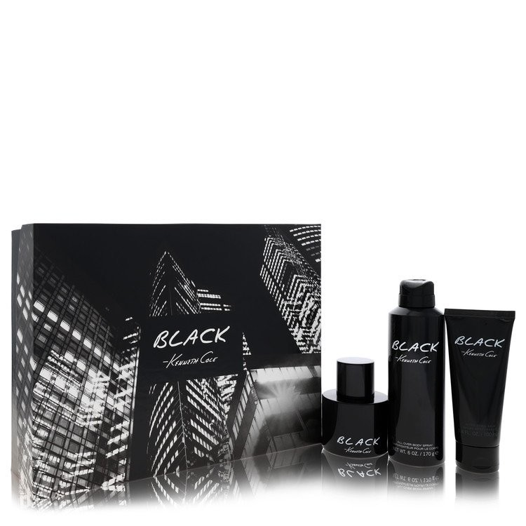 Black For Her By Kenneth Cole Gift Set (3.4 oz Eau De Toilette Spray + 3.4 oz After Shave Balm + 6 oz Body Spray) Womens Perfume